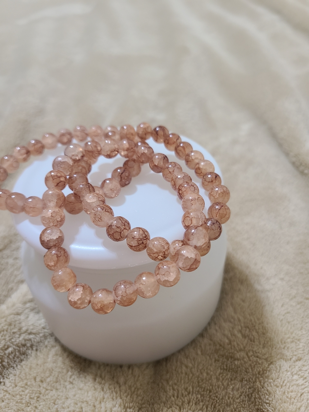 Glass Brown tone Beaded Stretch Bracelet Set - Women Jewelry